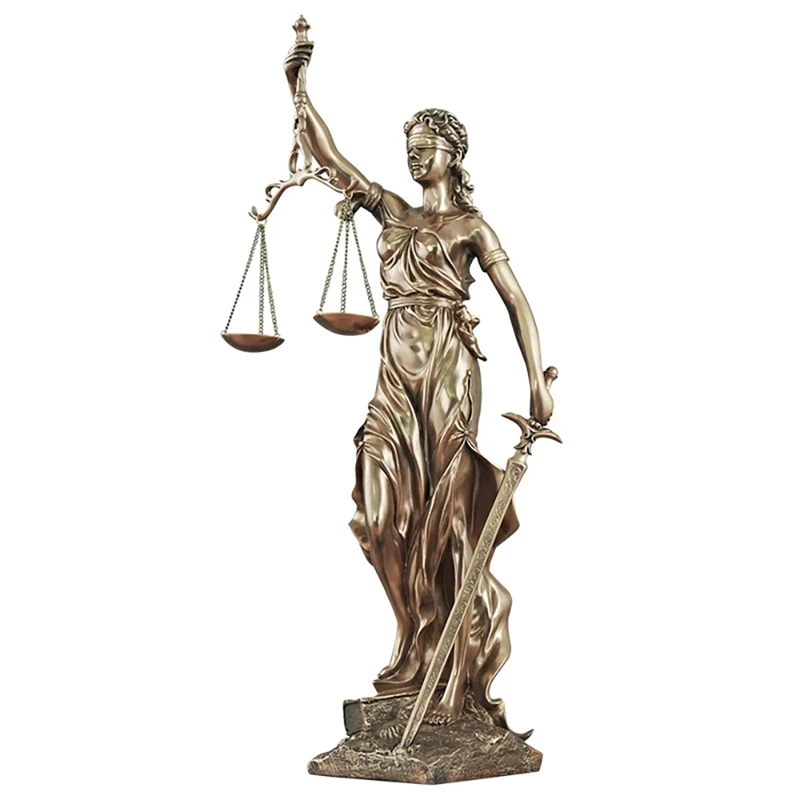 New 1Pcs Justice Fair Themis Statues Justitia Goddess Sculpture Resin Craft Home Decoration Art Desktop Wine Cabinet Display