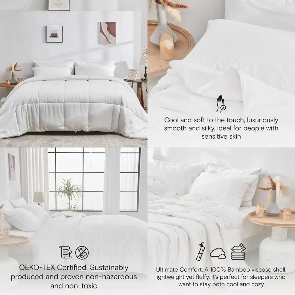 

Охлаждающее одеяло из бамбуковой вискозы — дышащая, легкая, мягкая пододеяльник на все сезоны