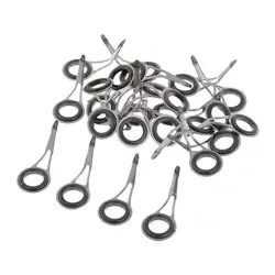 25pcs Sturdy Fishing Rod Guides Single Leg Rod Eye DIY Rod Building Part Stainless Steel Frame and Ceramic