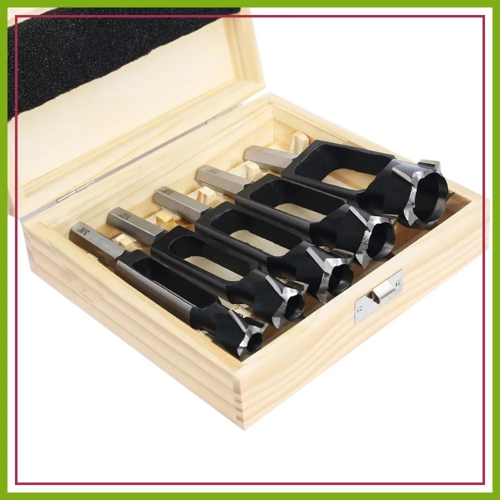 

5PCS Wood Plug Cutters Set, Dowel Maker, Pocket Hole Plug Cutters, Woodworking Drill Bit for 3/8"-1" Dowel Pins