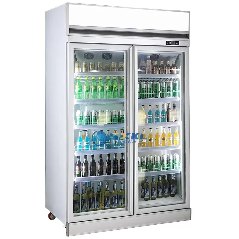 2023 Display Cabinet Supermarket Flower And Beverage And Beer Beverage Refrigerator Cabinet Mobile Cooler  Glass Door Fridge