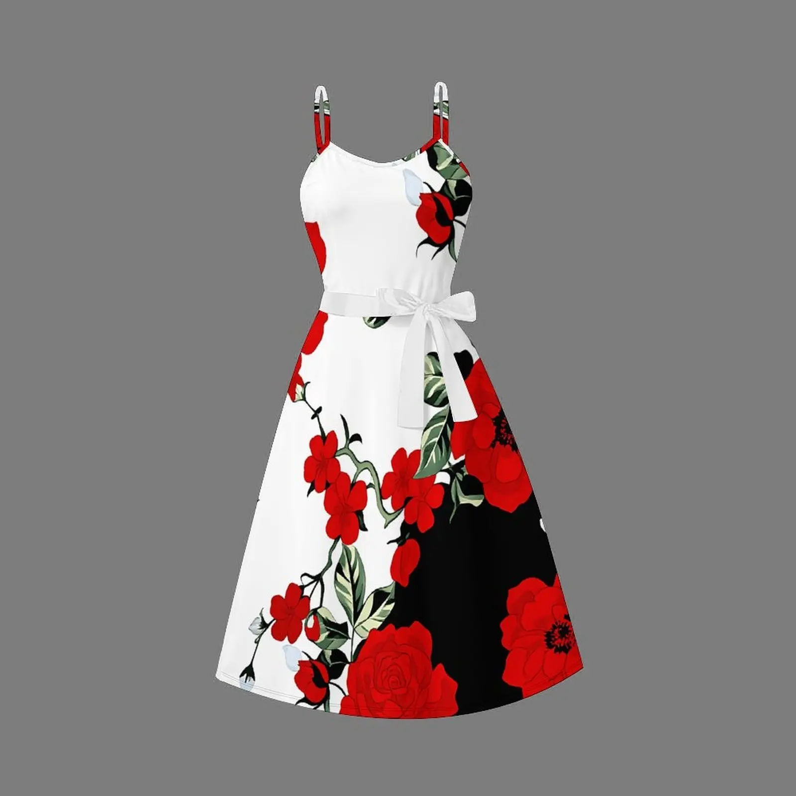 2pcs Beach Vacation Sleeveless Skirt Fashion Slim Coat Women's Retro Printed Midi Skirt Elegant Clothing Camisole Dress image 3