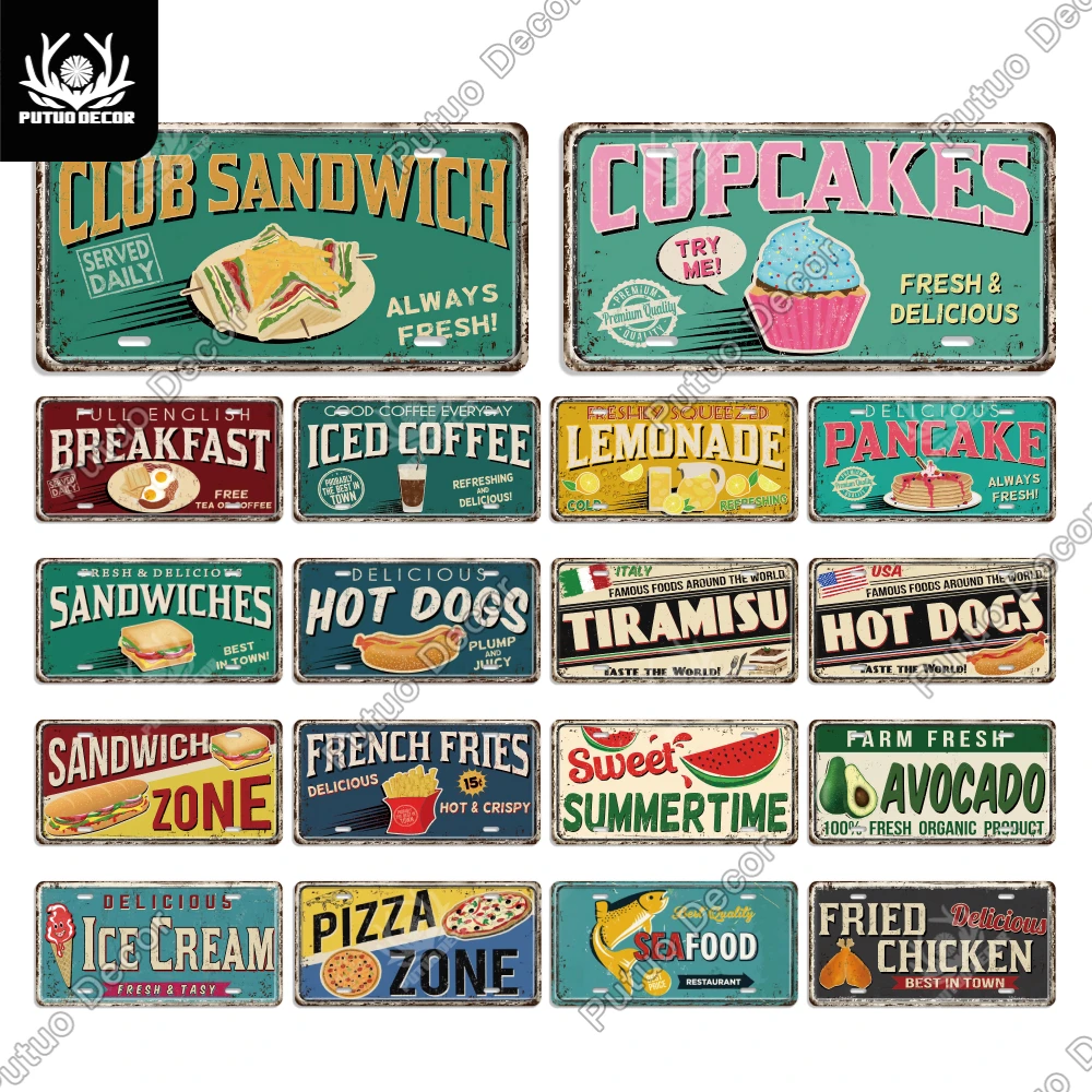 

Putuo decor food Metal Sign Tin Sign Licenses Plate Decor Plaque Metal Vintage kitchen cafe restaurant pub home decoration