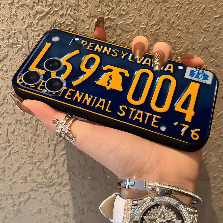 Funda Phone Cover Case for Apple iPhone 17 Pro Max 17e 12 15 Pro 7 8 Air 13 XR XS MAX 16 14 11 Yellow License Plate Art view 2