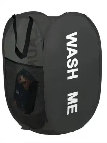 Portable Mesh Pop Up Laundry Hamper Wide Opening Breathable Collapsible Space-Saving Laundry Basket Dorm Travel Bathroom Items