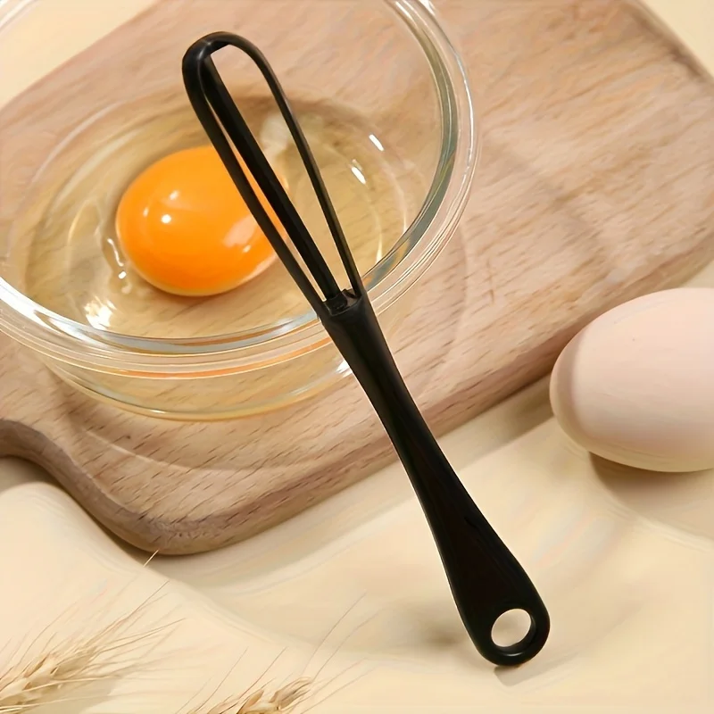 1 Pack Manual Egg Whisks with Spoons: Durable Plastic Construction, Ergonomic Handle for Baking, Camping & Small Kitchens.