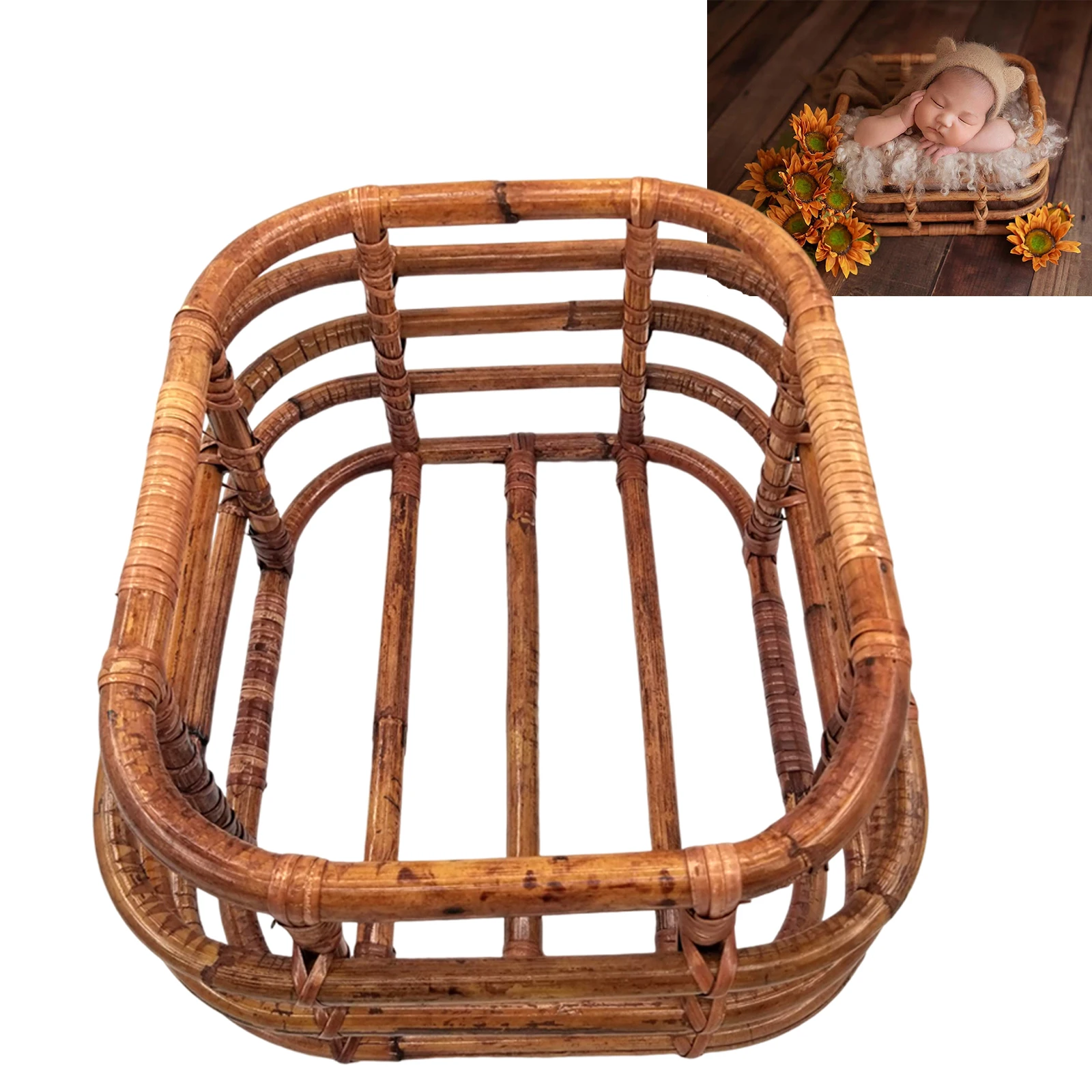 

2023 Newborn Photography Props Girl Handmade Retro Woven Basket Fotografie Accessorie Studio Baby Photo Shoot Bed Backdrop Chair