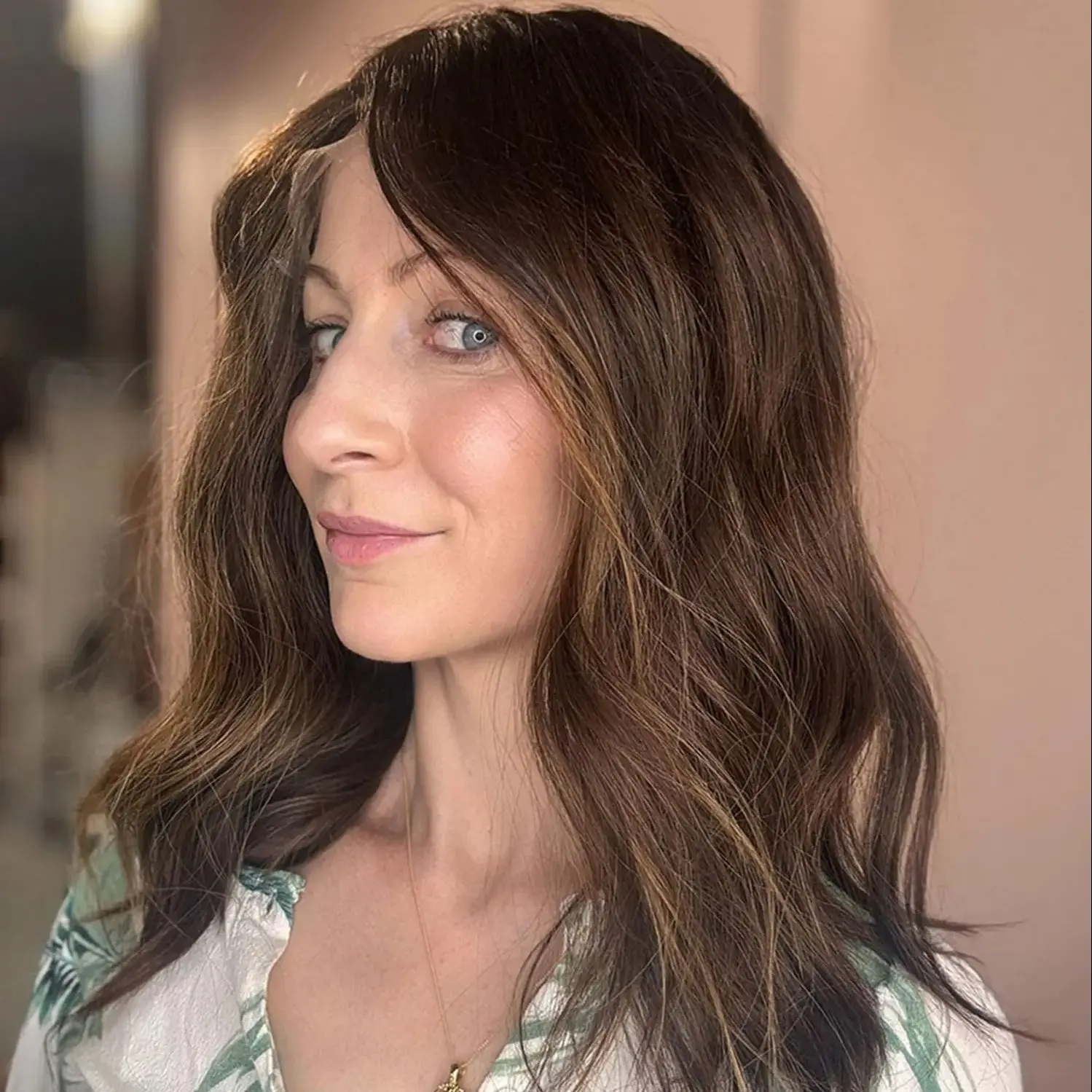 

16Inch Caramel Brown Highlights Synthetic Lace Frontal Wigs 180% High Density Heat Resistant Fiber Wigs New Style Realistic Wigs