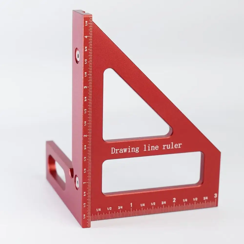 Aluminum Alloy Woodworking Scribing Ruler 45 90 Degree Angle Square Metric Imperial Scale Precise Carpenter Layout Tool