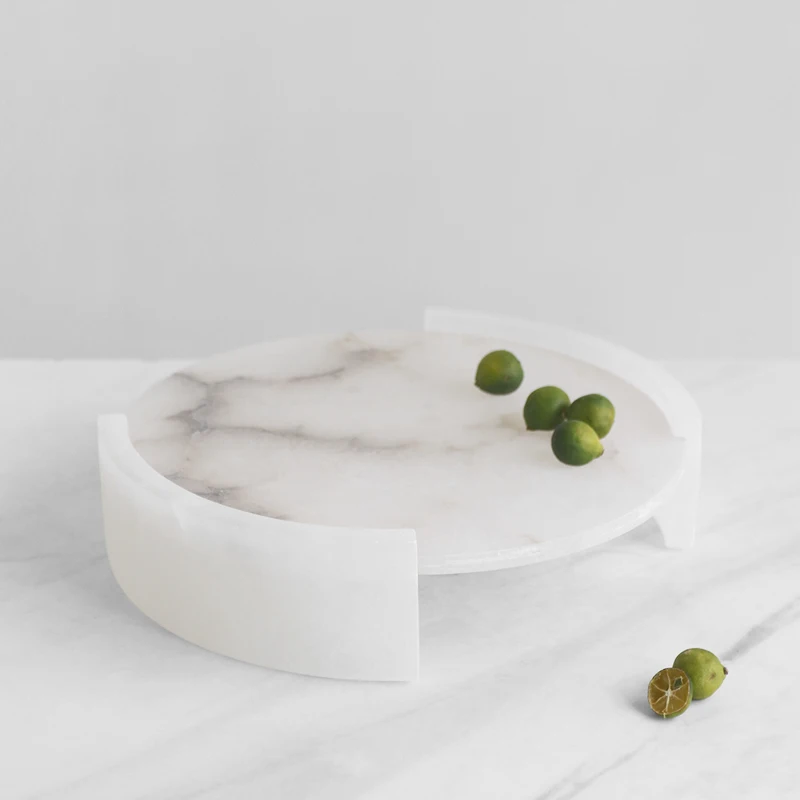 Luxury Marble Round Tray Ornaments Home Hotel Sales Office Living Room Desktop Marble Fruit Tray Key Jewelry Storage Placeholder