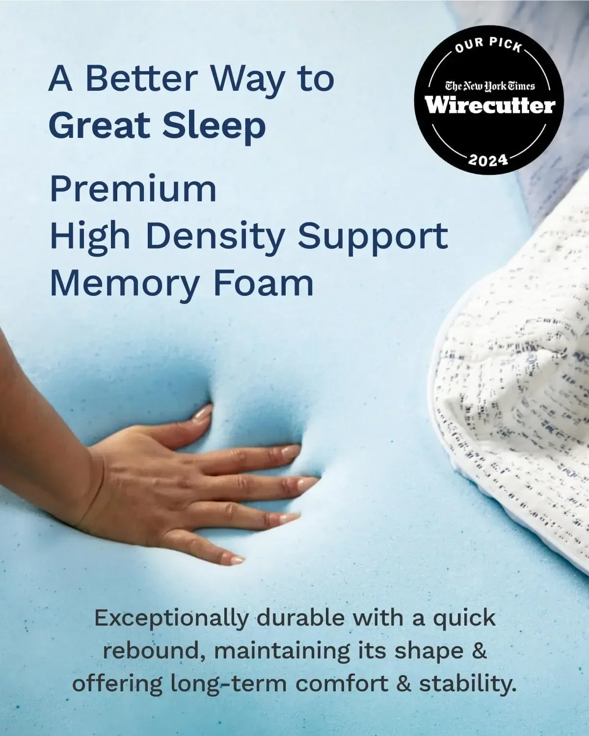 4 Inch Memory Foam Mattress Topper King - Select High Density Ventilated Mattress Pad - Premium Removable Rayon Cover