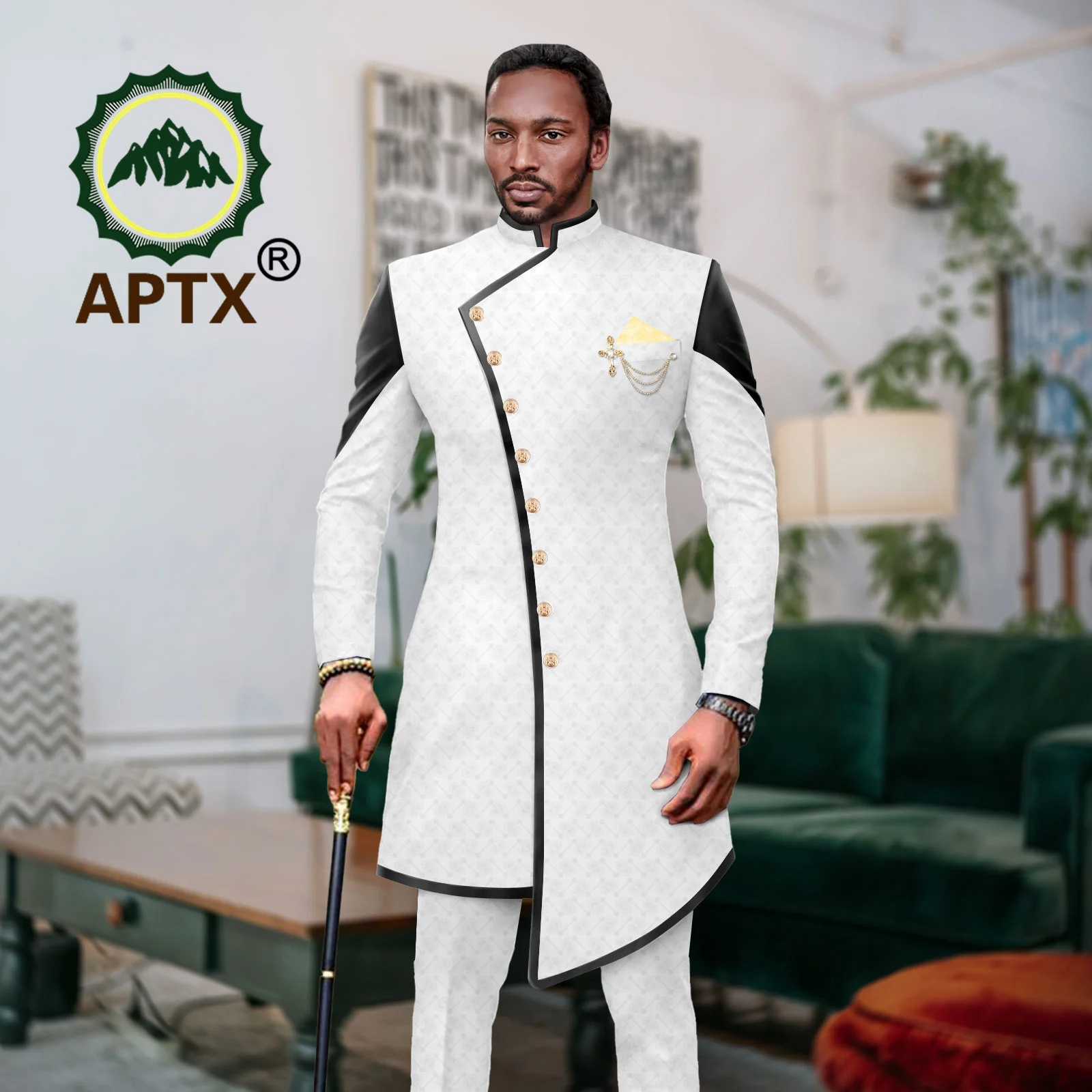 African Suit for Men Traditional Wedding Bazin Riche Attire Custom Business Attire Fashion Jacket Coat Pants Set Party  2416080