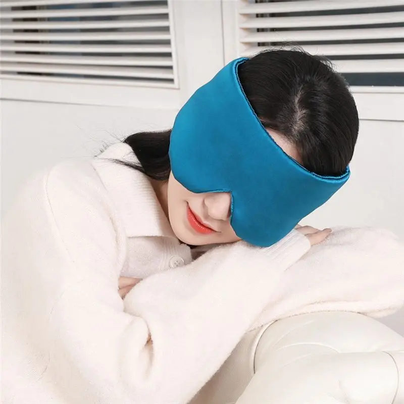 AA77 Unisex Overnight Sleeping Eye Mask, Blackout Eye Mask, Silk Sleeping Eye Mask with Stickers(Blue)