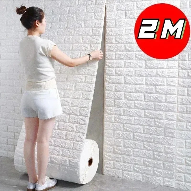 70CMx2M 3D Wall Stickers Imitation Brick Waterproof DIY Self-adhesive Wallpaper for Living Room Kitchen Bedroom Home Decor