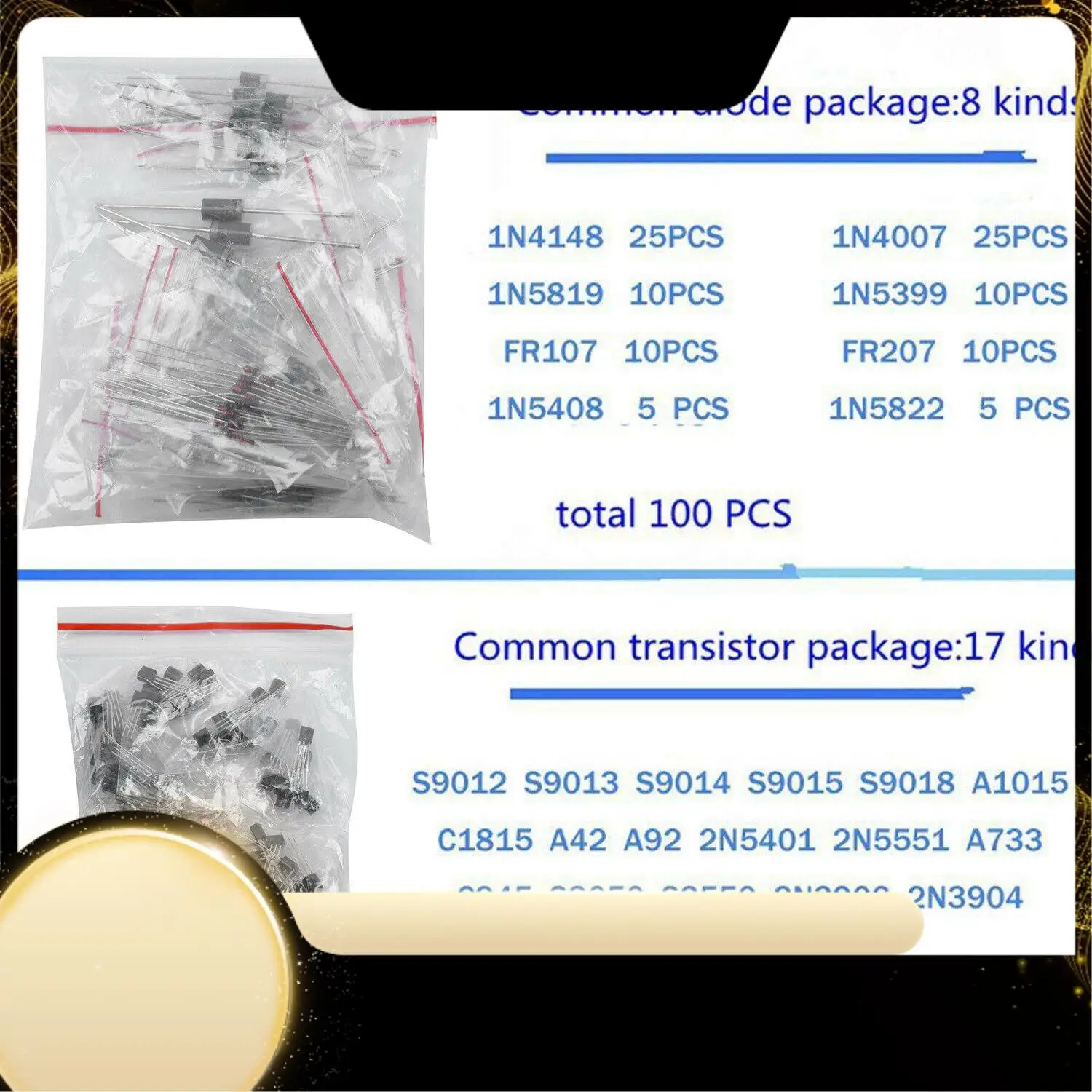 

1390Pcs Electronic Components LED Diode Transistor Capacitor Resistance Kit