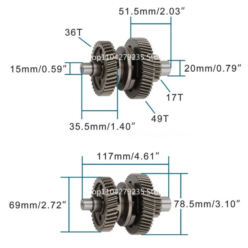 

Suitable for 17T Motorcycle Engine Gearbox Gear Outer Box Main and Auxiliary Shaft Gear Replacement ATV200 ATV 200