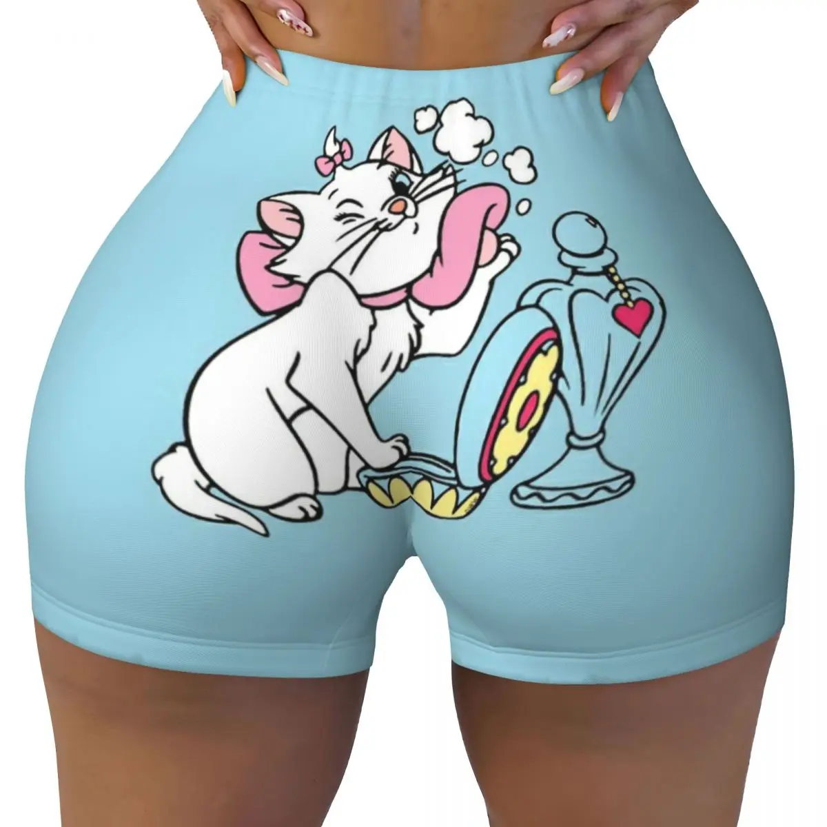 

Custom Cartoon Aristocats Marie Cat Running Volleyball Gym Shorts for Women Athletic Workout Yoga Shorts