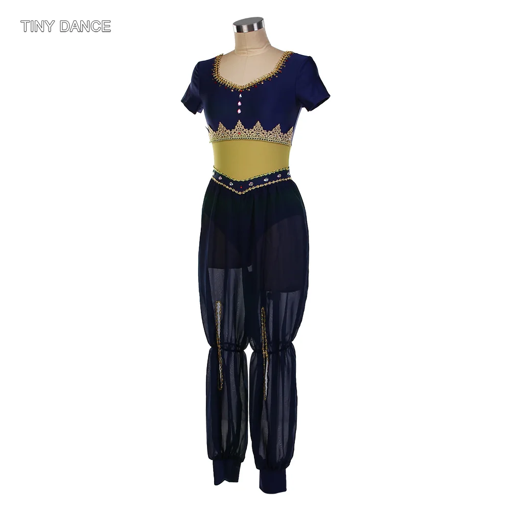 Top con sujetador de LICRA de manga corta con inserción de malla desnuda en la cintura, traje de una pieza para adulto y niña, traje de baile de Ballet 22546