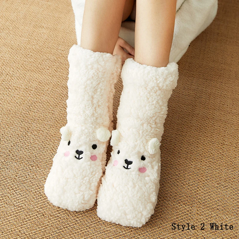 Thickened Winter Fuzzy Socks Women Warm Home Slipper Solid Color Socks Girl Cute Christmas Gift Female Funny Sleep Floor Socks