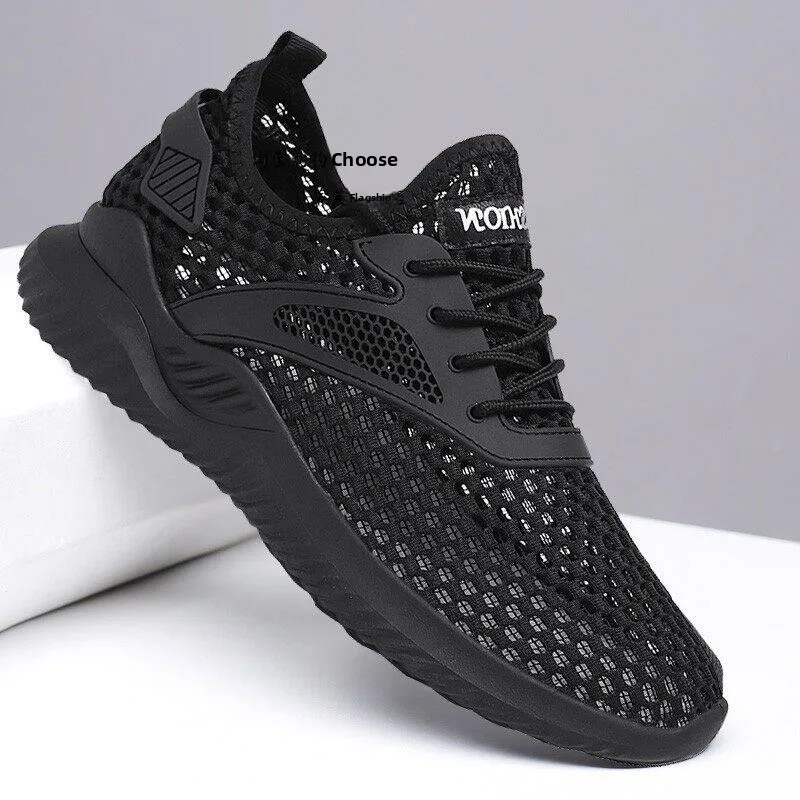 

Men's Lightweight Breathable Mesh Sports Shoes Summer Thin Model Hollow out Casual Shoes round Toe Rubber Outsole Pure Color