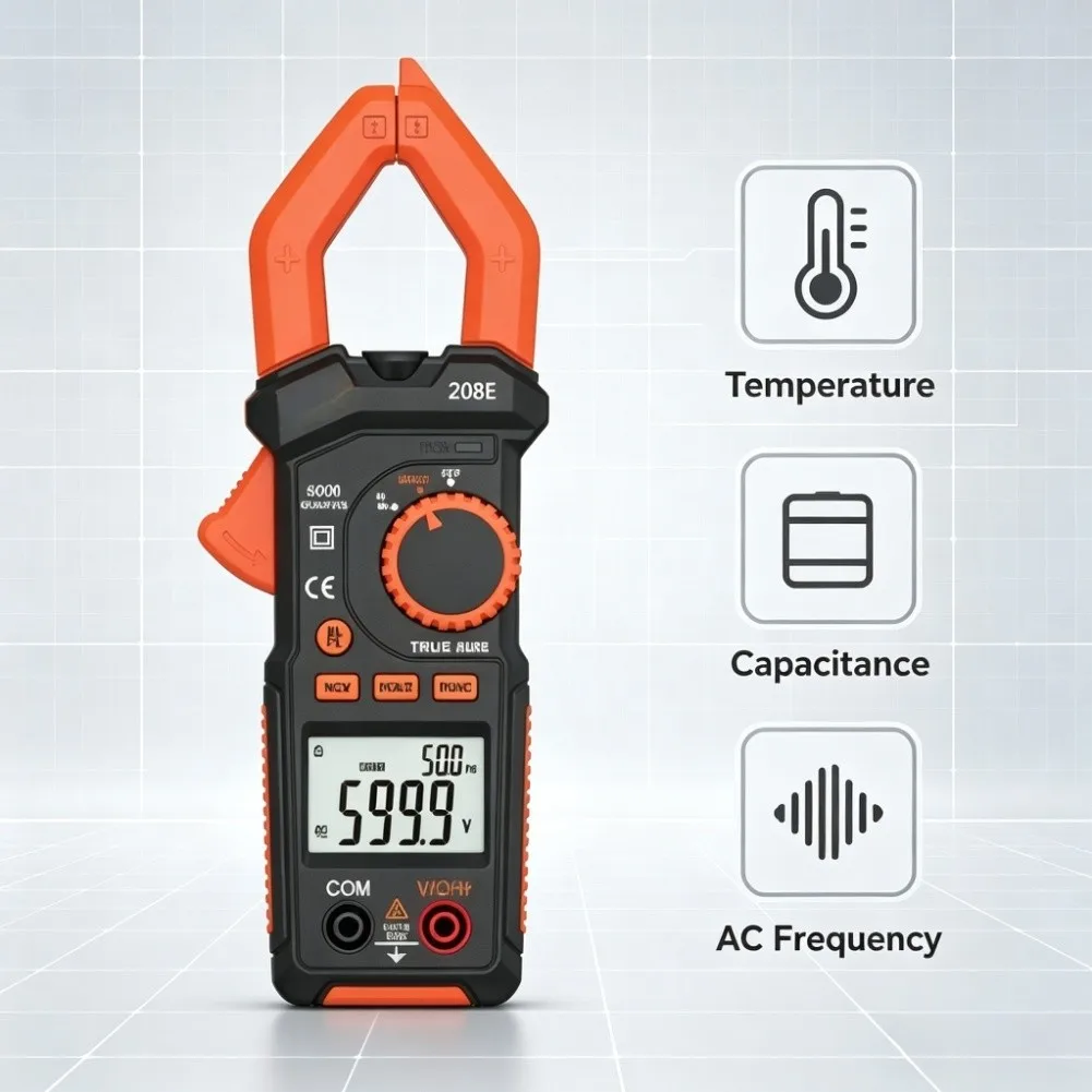 NCV Detector Digital Clamp Meter 30mm Jaw Opening White Backlight Display Electrical Diagnostic Tool For Low-light Conditions