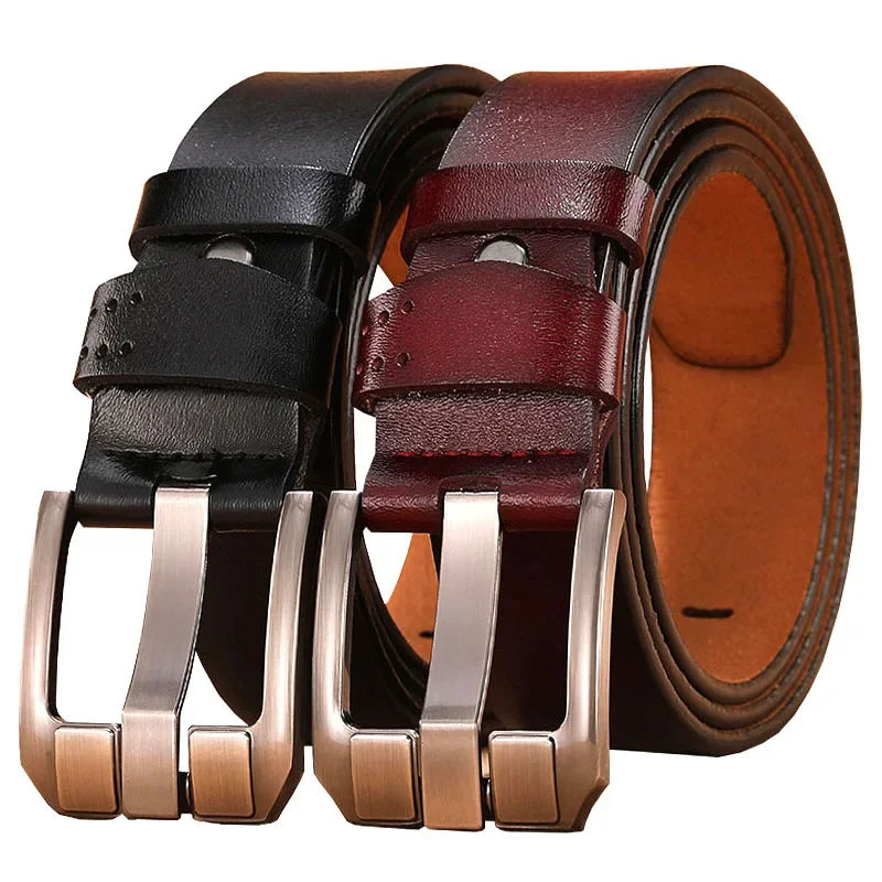 2024 Plus Size Belt Fat 130 140 150cm Men\'s Business High Quality Cowskin Real Genuine Leather Belt Pin Buckle Waist Belts Jeans