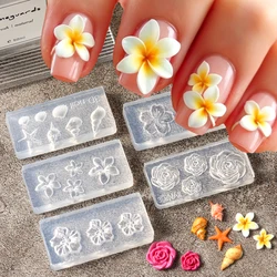 5D Flower Silicone Mold Nail Carving Mould Stencils Acrylic Plumeria Flower Spring Nail Art Decorations Manicure Template Tools