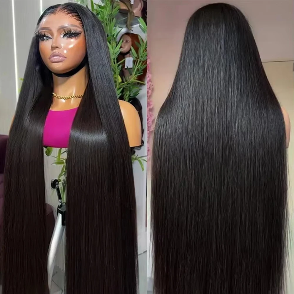 34 Inch Bone Straight Glueless Wigs Human Hair 13x4 Lace Frontal Wig 5X5 Ready to Wear Wig Preplucked Raw Virgin Vietnamese Hair