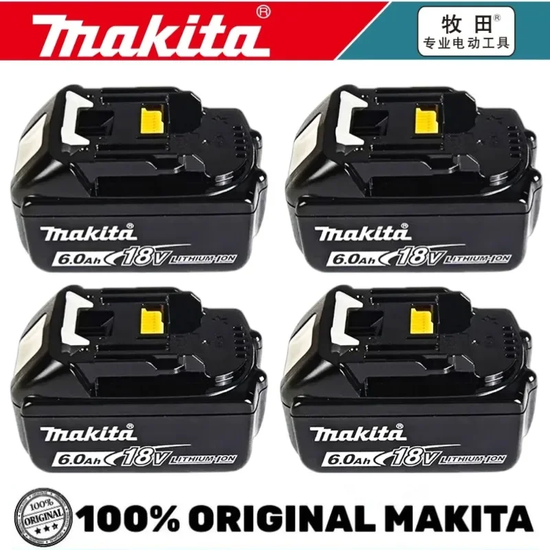 Original Makita 18V 6A Rechargeable Power Tools Battery 18V makita with LED Li-ion Replacement LXT BL1860B BL1860 BL1850 Charger