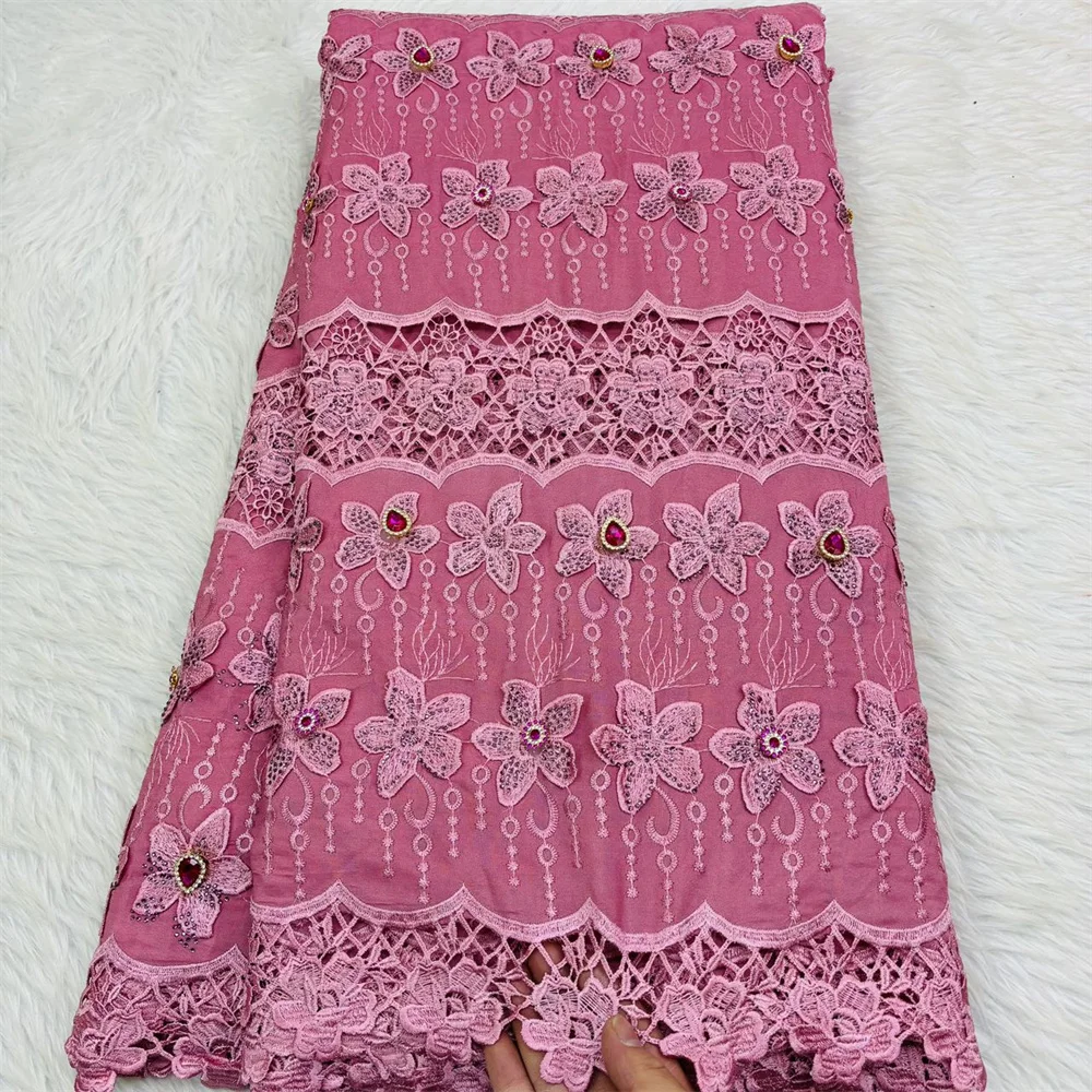 

Luxury African Chiffon Lace Fabric with Rhinestone High Quality Nigerian Party Dress Sewing Elegant Fabric 2025 Hm32-1