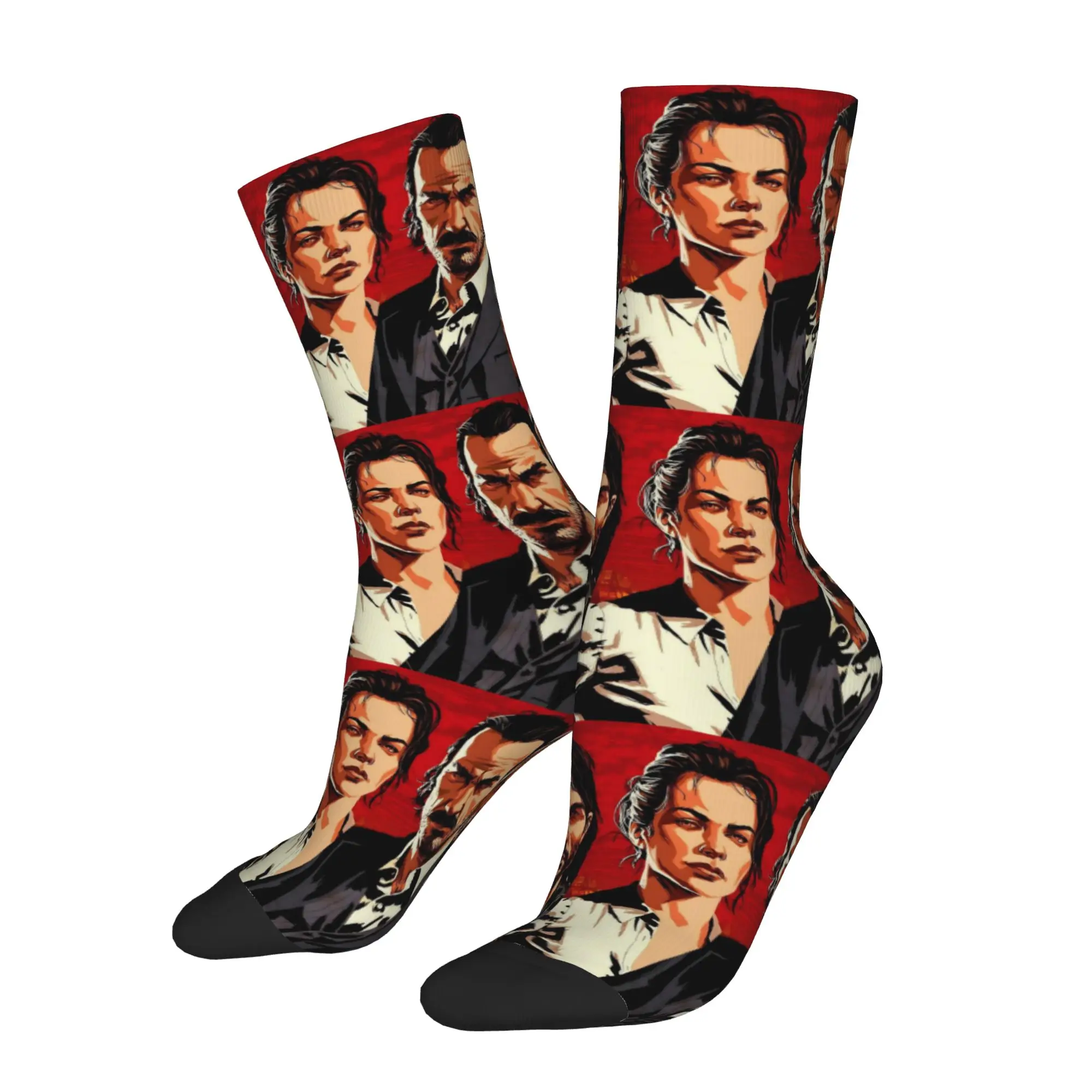 Harajuku Red Dead Redemption Skateboard Socks John Jack Arthur Polyester Long Socks for Unisex Sweat Absorbing