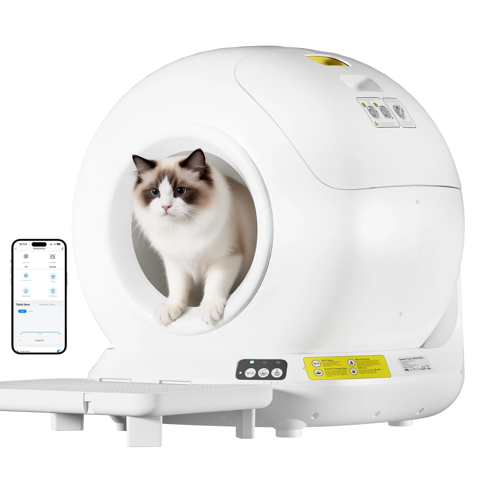 78L Self-Cleaning Cat Litter Box | Fully Enclosed Automatic, App Control, Extra Large Space | Smart Pet Toilet Tray