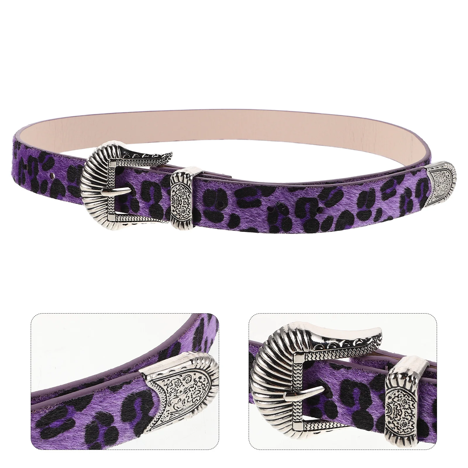 Womens Leopard Print Belt Vintage Carved Western Wide Waistband Adjustable Buckle Belt for Jeans Dresses Casual