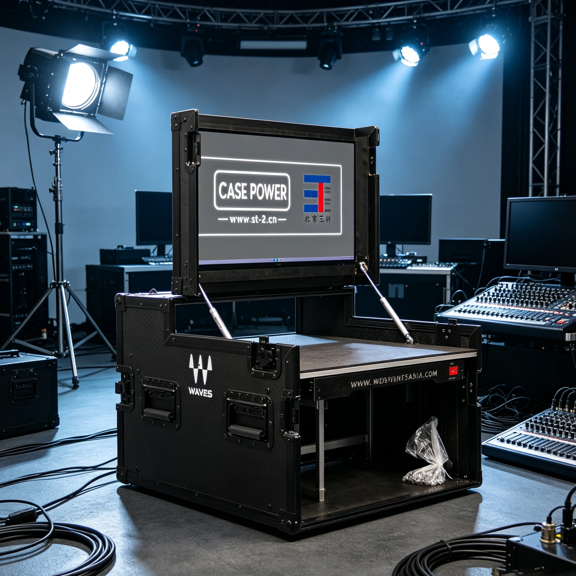 ST Professional Stage WAVES Server Flight Case Hydraulic Flip Display Rack Portable Main Unit Protective Transport Case ST-LL001