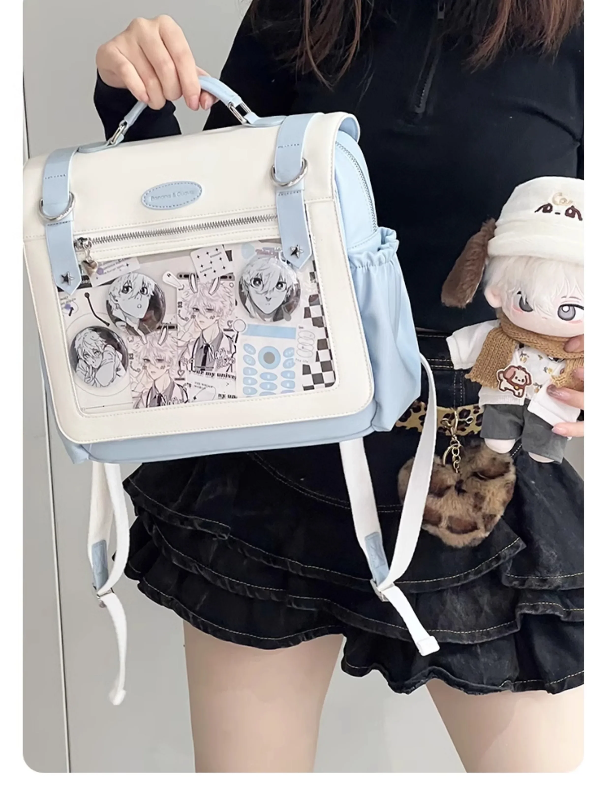 Kawaii Shoulder Messenger Bags Cute Student Transparent Large Capacity Japanese Pink Backpack Fashion Itabag Schoolbag