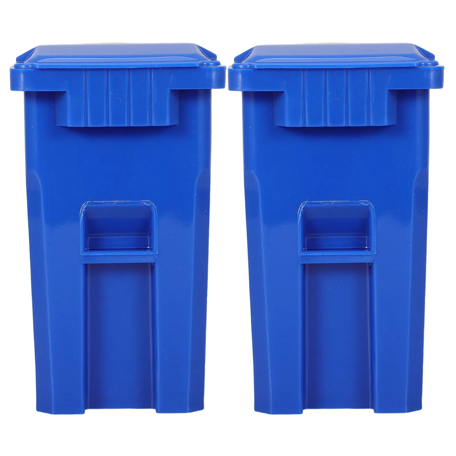 2Pcs Mini Desk Trash Can Compact Desktop Garbage Bin Covered Plastic Wastebasket Pen Holder Blue Desktop Waste Can
