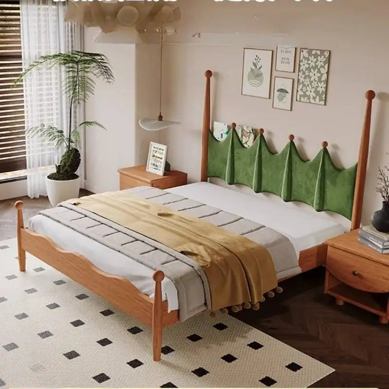 

Детская кровать зеленого цвета, деревянная, безопасная конструкция, в скандинавском стиле, для малышей, современная мебель для девочек, для дома