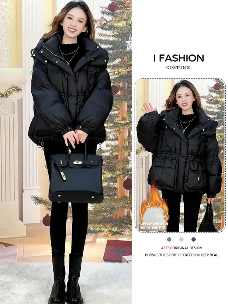 

Korean Sle Commuter plus Size Fce Lined Thiened down Cotton Jaet Women's Autumn Winter New Small Size Warm Coat