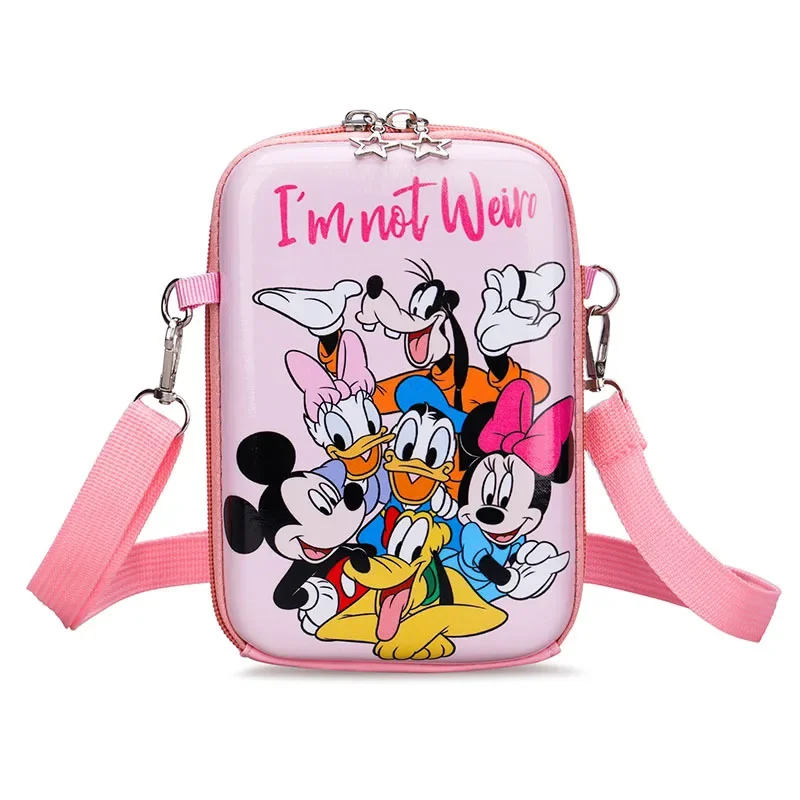 Disney Mickey Minnie Mouse Crossbody Bag Phone Pouch Cartoon Sweet Kids Messenger Bags Coin Purse Earphone Key Storage Wallet