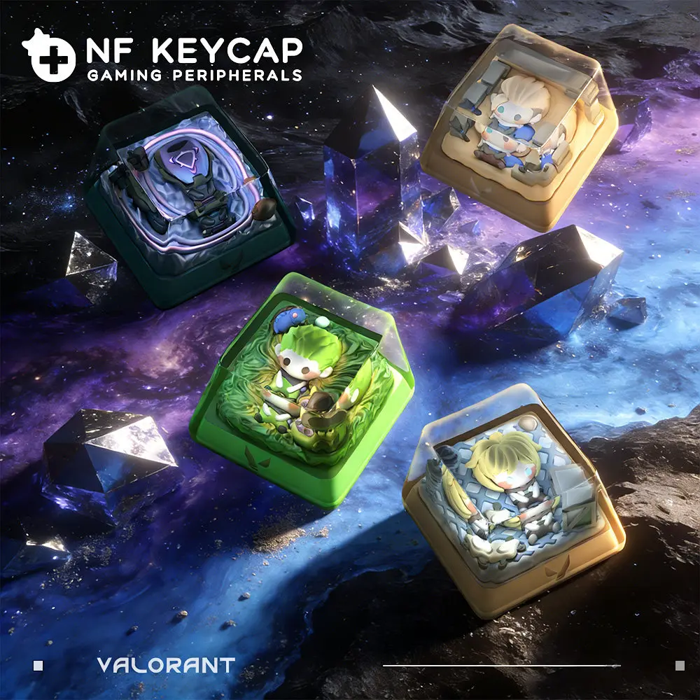 NEW Valorant Anime Key Caps Jett Omen Customized Epoxy Resin Anime Keyboard Caps for Mechanical Keyboard Accessories Gamer Gifts
