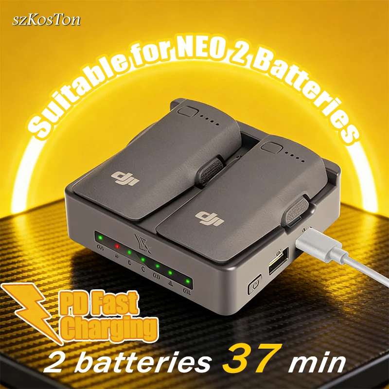 

For DJI NEO 2 Charging Hub Drone Battery Charger Butler Fast Charging Power Bank Charging 2 Batteries for Drone Accessories