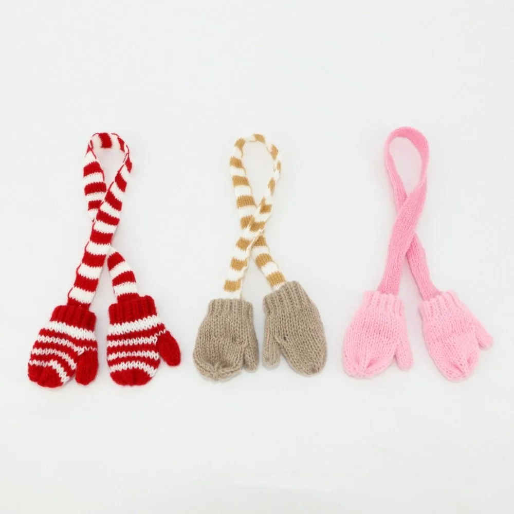 Miniature Neck Scarf 1:12 Doll Clothes Pretend Play Simulation Doll Scarf with Gloves Soft Winter Doll Accessories Playing House