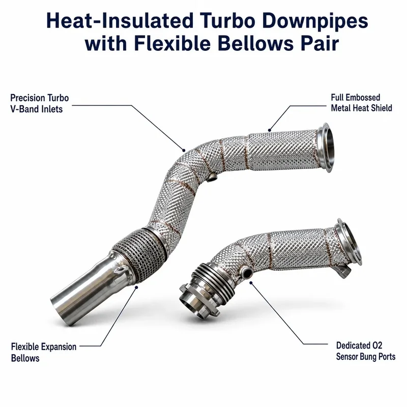 SS304 High Flow Downpipe With Oxygen Sensor Bung for BMW F80 M3 F82 M4 2014-2019 S55 3.0T Exhaust Racing Tuning Parts Kit