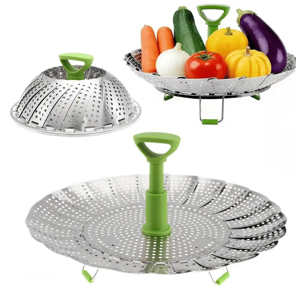 9/11In Stainless Steel Lotus Steaming Tray, Folding Food Steamer For Vegetable Fruit Food Expandable Mesh Steamer Rack Cookware