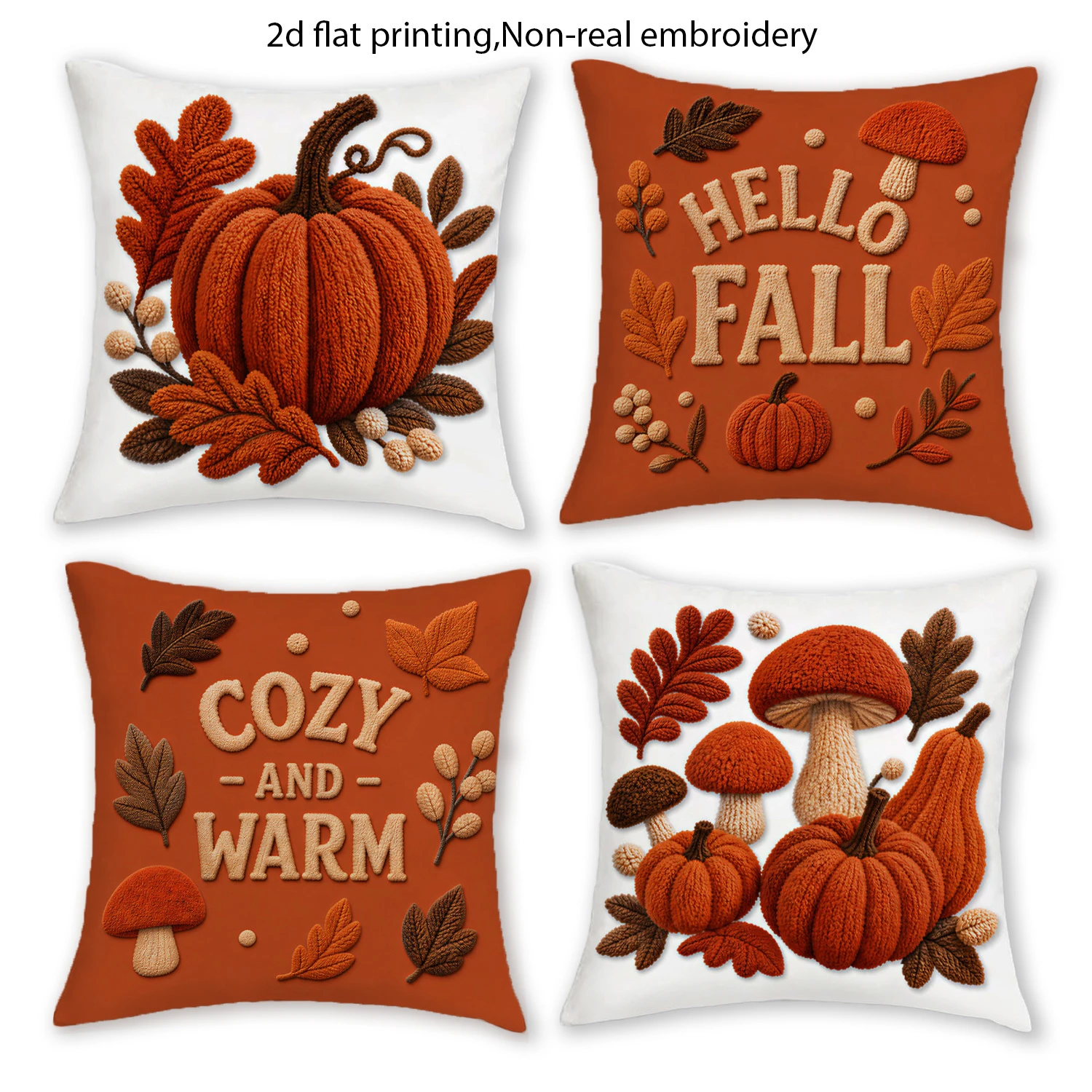 4PCS Fall Farmhouse Throw Pillow Covers, Watercolor Pumpkin Truck Buffalo Plaid Autumn Decorative Cushion Cases for Sofa Couch