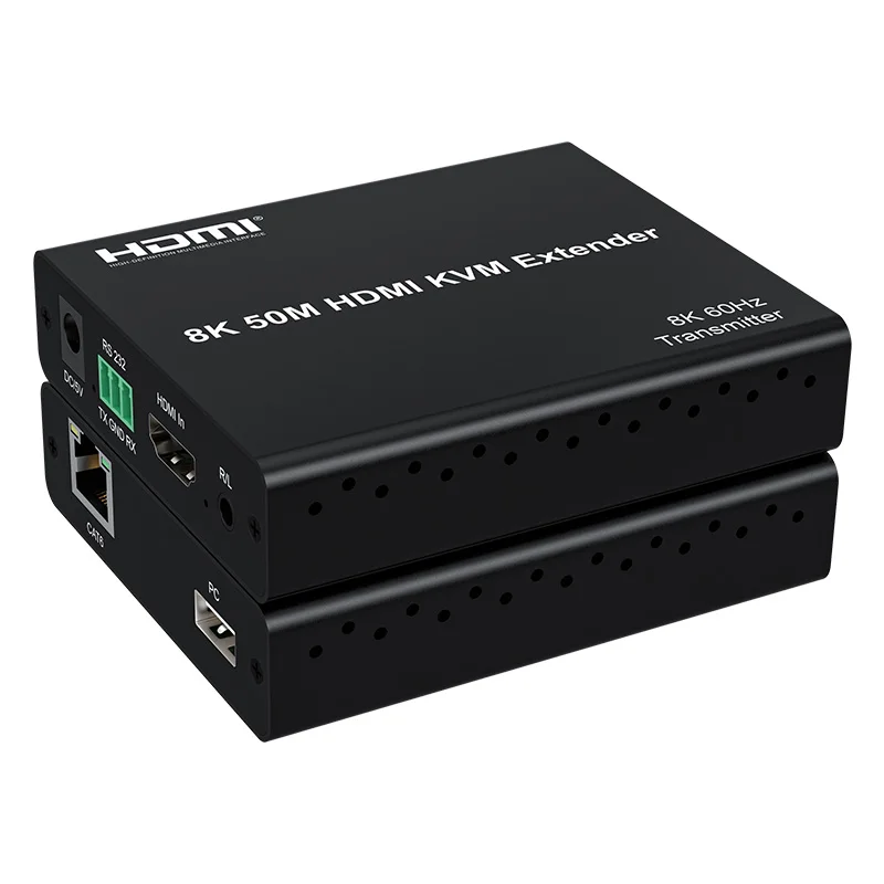 8K 60HZ 50m HDMI KVM Extender Video Transmitter and Receiver Via CAT6 Cable RS232 for Laptop PC To TV Monitor USB Keyboard Mouse