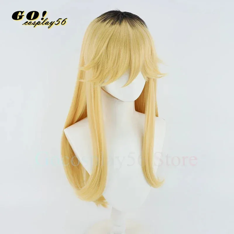 

CyAnime Yofukashi no Uta Seri Kikyou Косплей Парик Call of the Night Волосы Золотые длинные прямые волосы Черный топ Головной убор на Хэллоуин