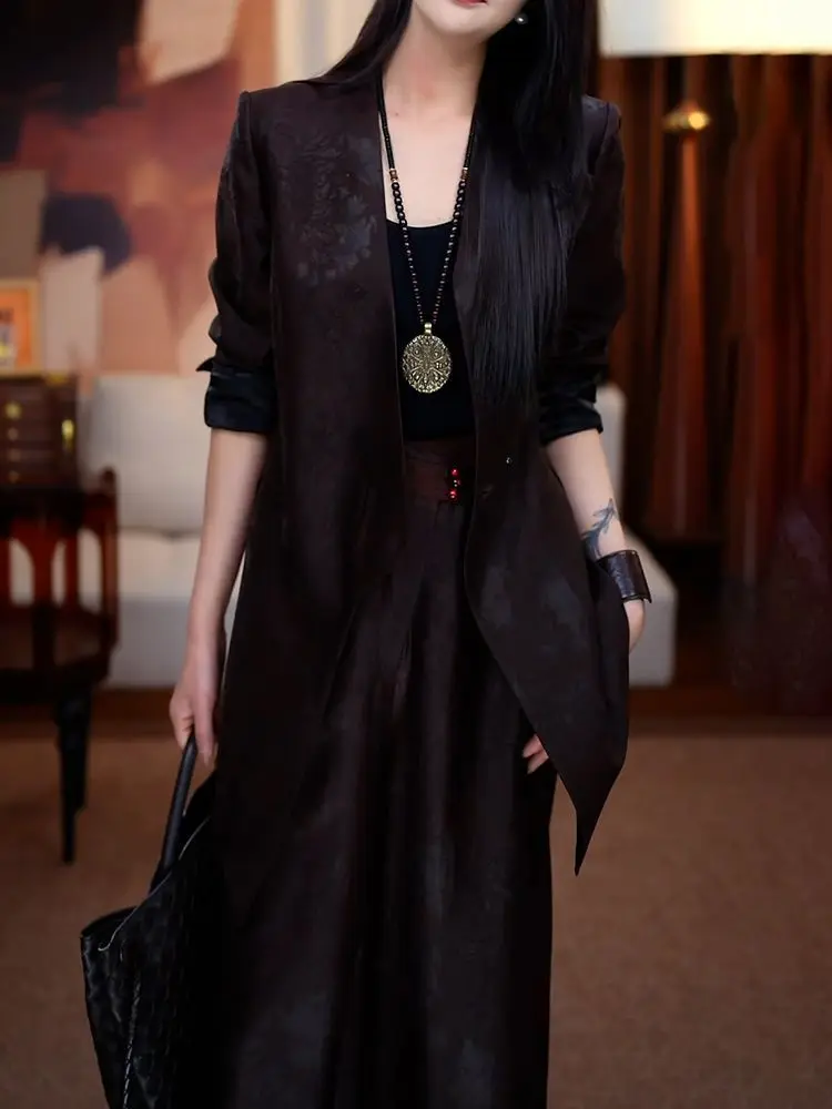 

Light luxury and fashionable set women's 2025 autumn new style jacquard western-style long sleeved slimming jacket+pants