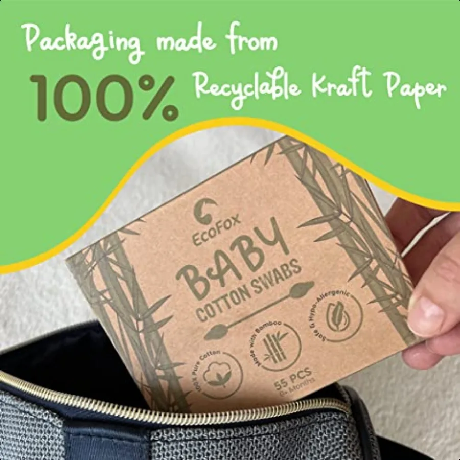 Coton-tige pour bébé, 220 points, coton-tige biologique biodégradable en bois, bâtons de sécurité à Double pointe, 100 naturels écologiques