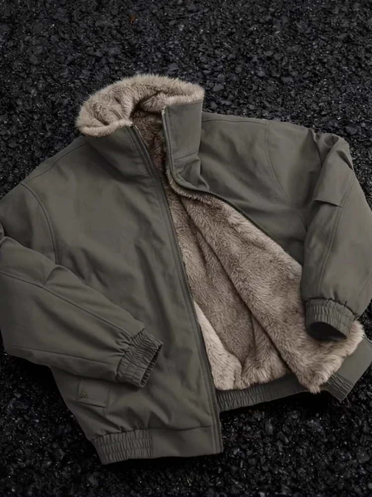 الرجعية الأمريكية Sle الرجال القطن Jaet مع الفراء طوق شتاء دافئ Waed قماش كلينفيت الثور القماش الشباب Faion معطف